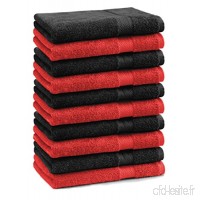 BETZ Lot de 10 Serviettes débarbouillettes lavettes Taille 30x30 cm en 100% Coton Premium Couleur Rouge et Noir - B00UJ7R0MU